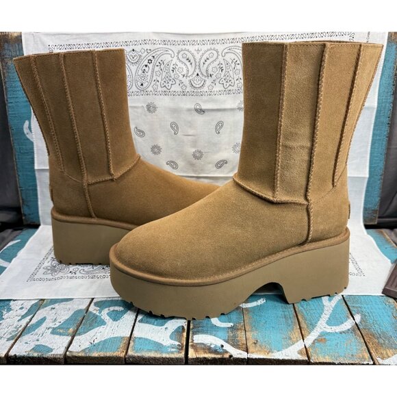 UGG Shoes - NEW UGG Classic Twin Seam New Heights Side ZIP Boot Chestnut 1158313 Womens 10